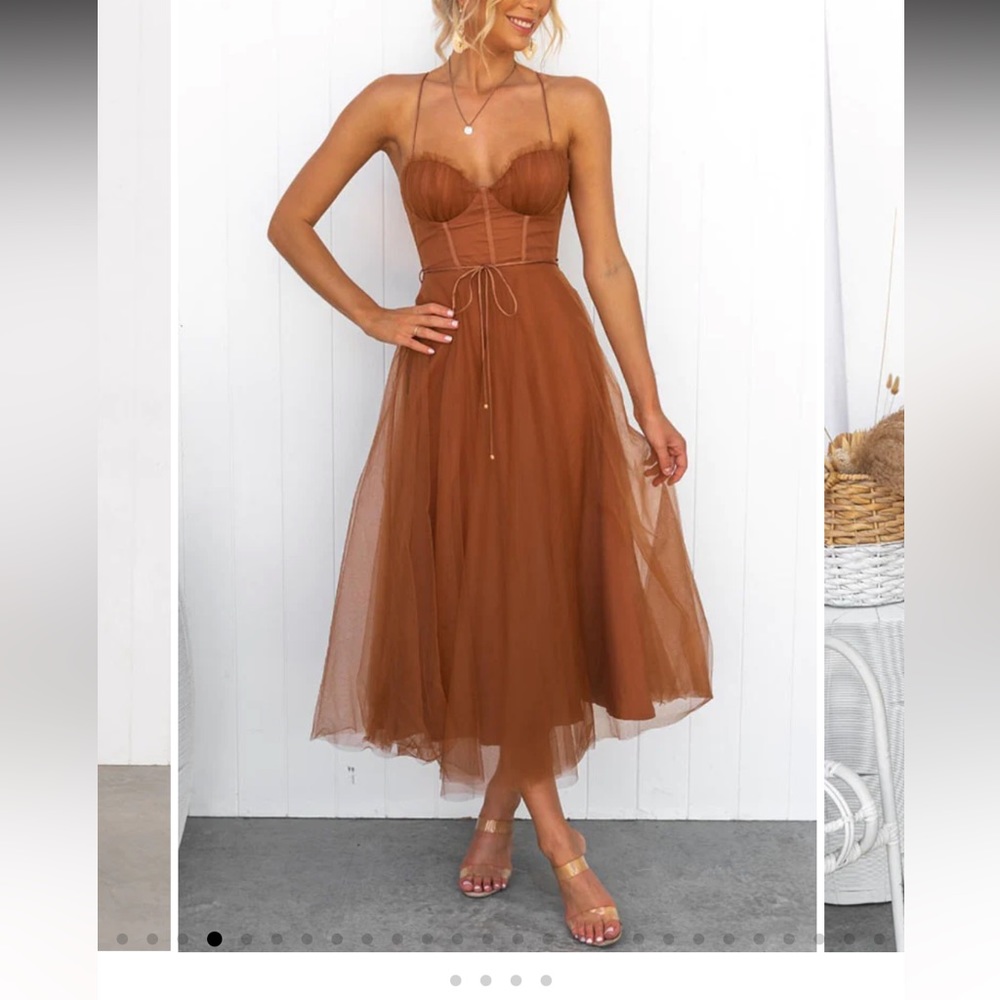 Chiffon Party MIDI Dress Rust / XL
